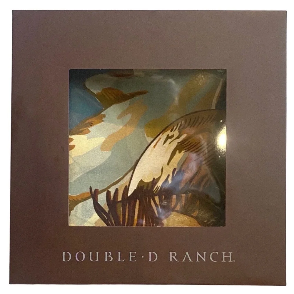 NEW DOUBLE D RANCH 100% Silk Scarf Country Western Cowgirl Boho 25" Blue Brown - Picture 2 of 9